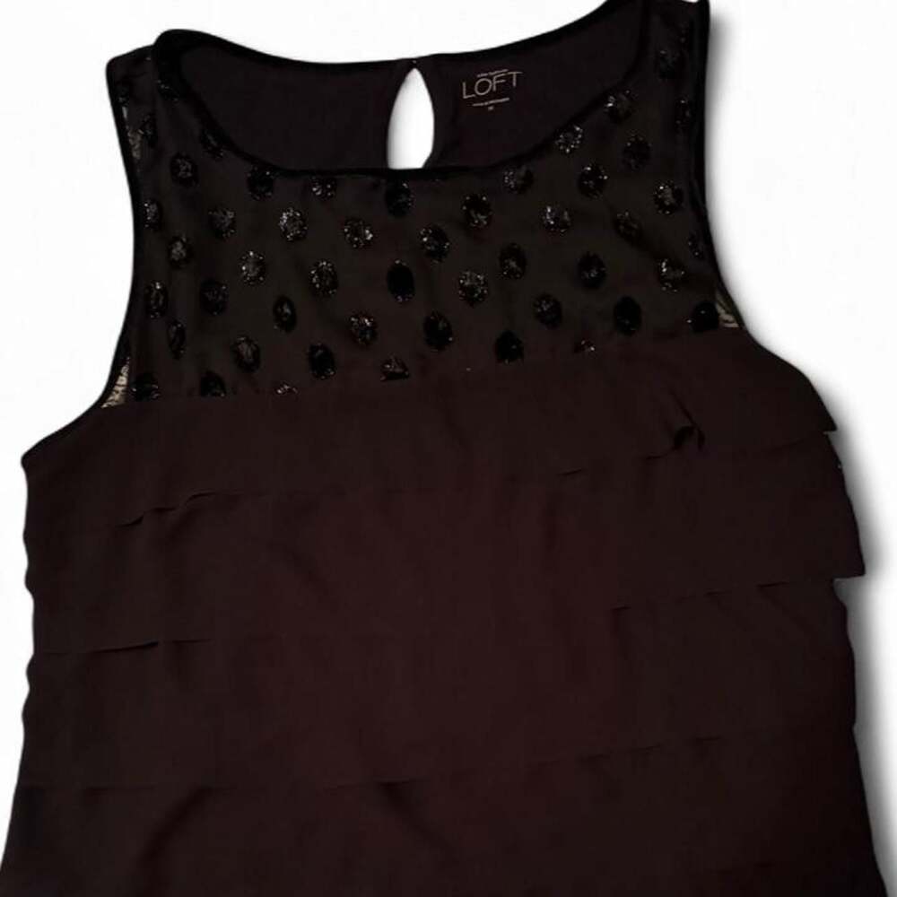 Ann Taylor LOFT Black Polka Dot Ruffled Tank Top Size M